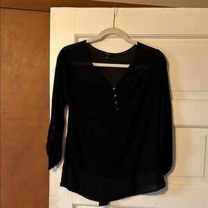 Cupio Midnight Black V-Neck Blouse